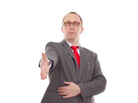 Businessman greeting somebody
