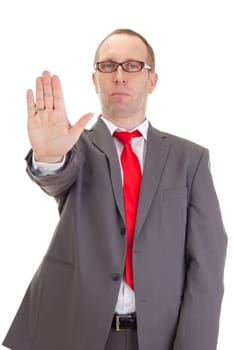 Businessman showing stop