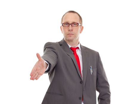 Businessman greeting somebody