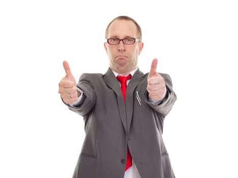 Businessman giving thumbs up