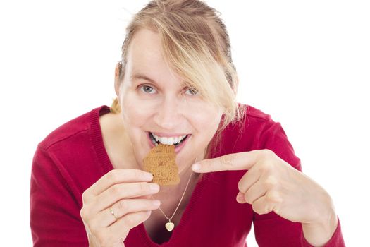 Person eating delicate speculoos