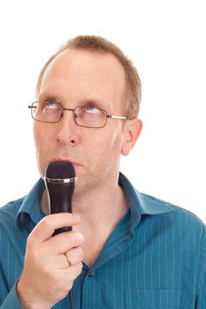 Business person with microphone