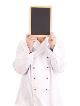 Cook with blackboard