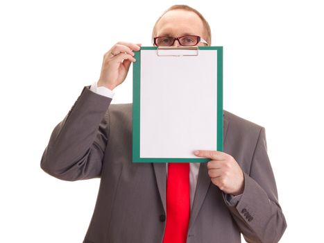 Businessman with clipboard