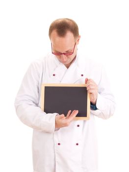 Cook with blackboard