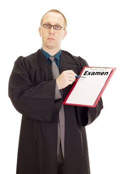 Lawyer showing something on clipboard