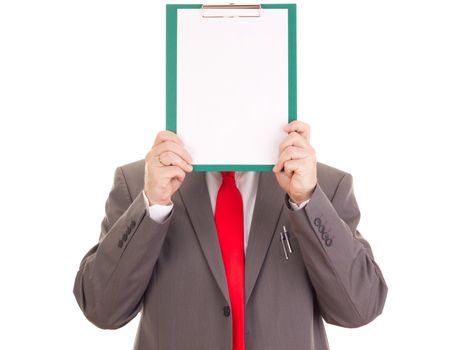 Businessman with clipboard