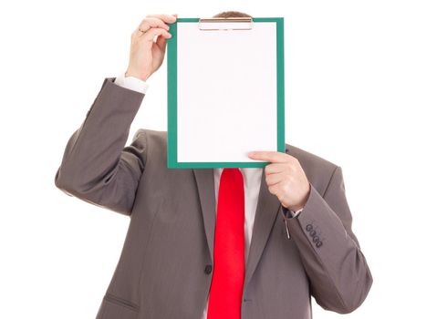Businessman with clipboard