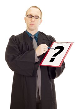 Lawyer showing something on clipboard
