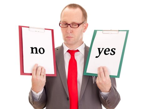 Businessman with clipboards