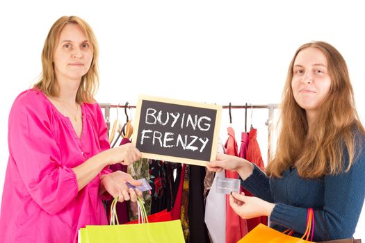 People on shopping tour: buying frenzy