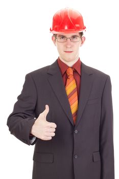 Young businessman with hard hat