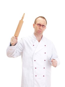 Angry chef with rolling pin