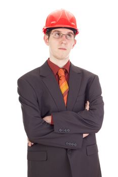 Young businessman with hard hat