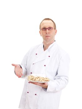 Baker presenting stollen