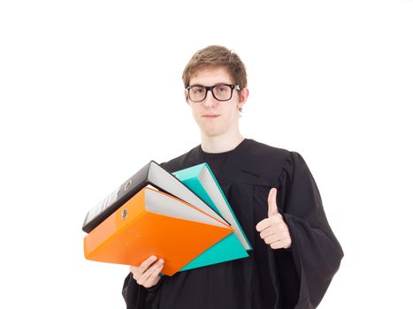 Young attorney with a lot of work