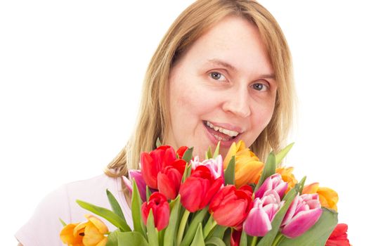 Woman with tulips