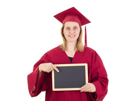 Female student with blackboard