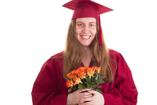 Female student with roses
