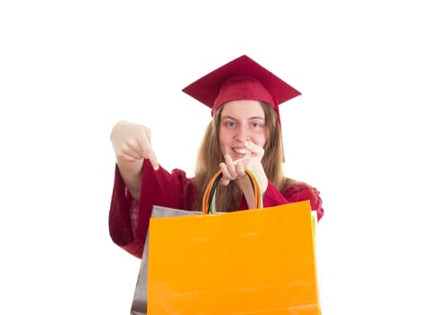 Female student with bags