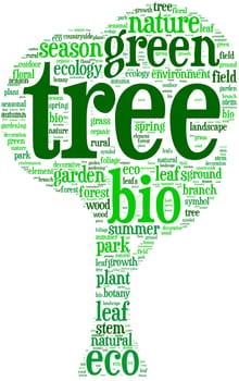 Tree shaped tag cloud - nature concept illustration