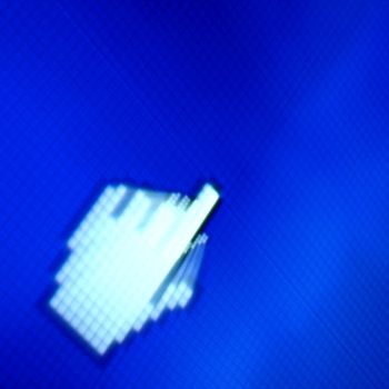 finger corsor on blue pixel screen