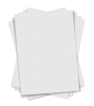 close up of stack of papers on white background