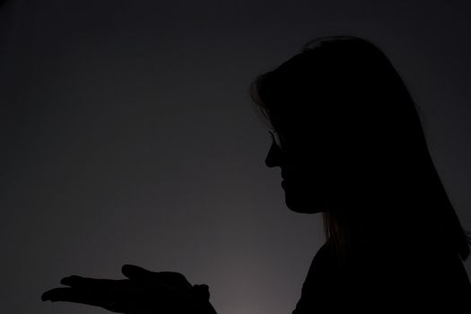 Woman showing something