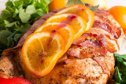 baked turkey with chestnut filling and orange