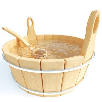 clear water in a bath tub on a white background