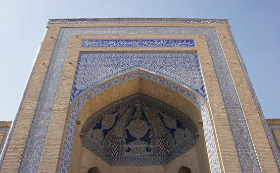 Close-up to the iwan of Madrassa Aminxon, Khiva, Uzbekistan