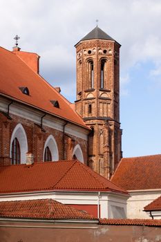 A red pceudo-gothic church in Vilnuis
