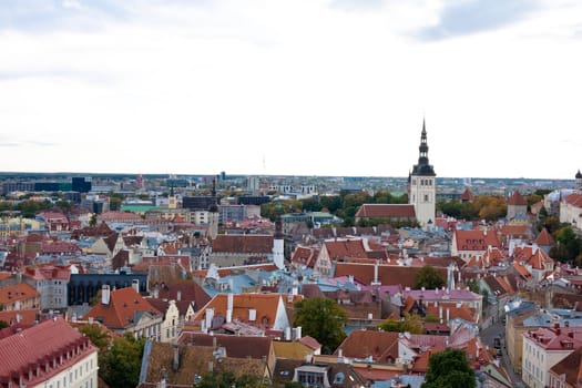 A Tallin view with modern and historical buildings 
