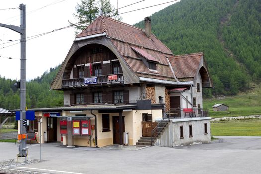 Switzerland, Cavaglia at altitude of 1,693 metre is a stop for the Bernina Express train, which runs in the Albula/Bernina Landscapes, a UNESCO World Heritage Site