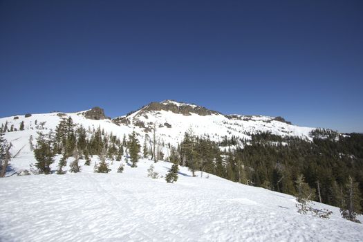 The Sierra Nevadas in the winter at Castle peak.