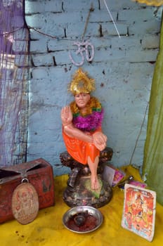 sacred statue of the Buddha in a courtyard of New Delhi