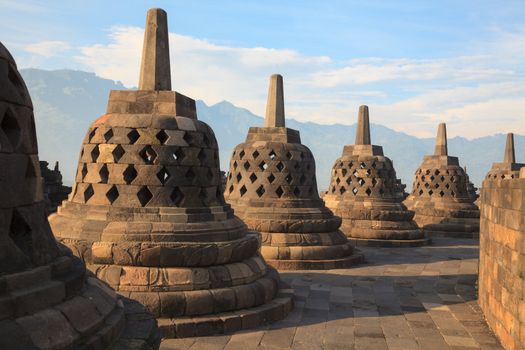 Buddha Statue at Borobudur Temple Ruin in Yogyakarta Java Indonesia.
