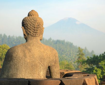 Buddha Statue at Borobudur Temple Ruin Indonesia