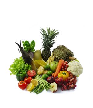 fruits and vegetables isolated on a white background