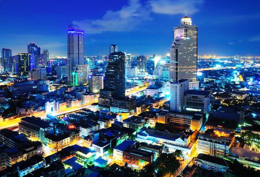 Bangkok city at twilight beside express way(Autobahn), Thailand.