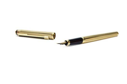 Golden fountain pen (isolated)