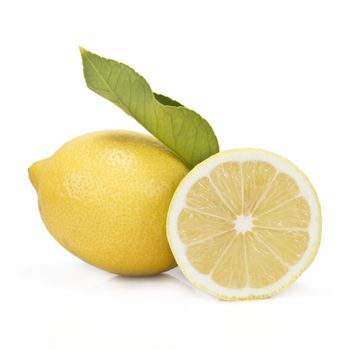 Fresh lemons isolated on a white background