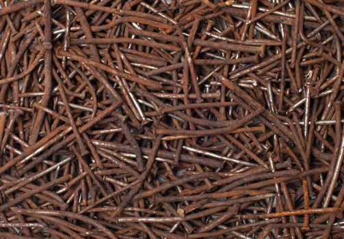 Background of the old rusty nails close-up.