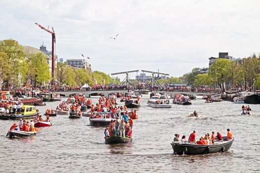 AMSTERDAM - APRIL 30: Celebration of queensday on April 30, 2012 in Amsterdam, The Netherlands