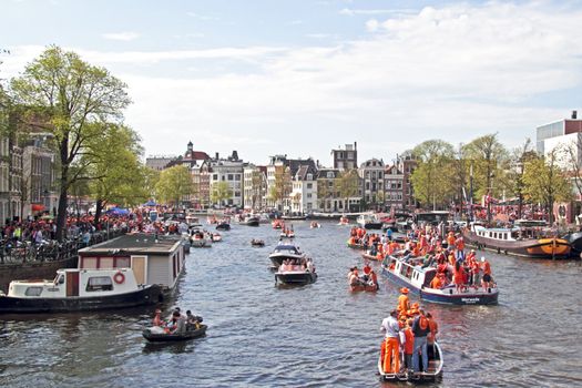 AMSTERDAM - APRIL 30: Celebration of queensday on April 30, 2012 in Amsterdam, The Netherlands