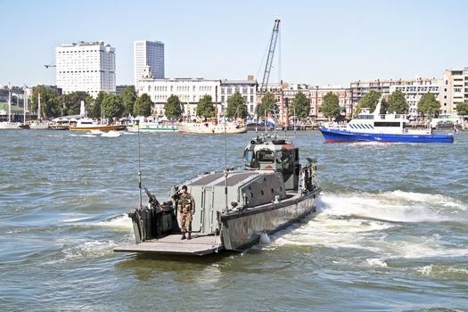 ROTTERDAM, NETHERLANDS - SEPTEMBER 09: Officer from a marine ship is saluting during the world harbor days on 9 september 2012 Rotterdam the Netherlands