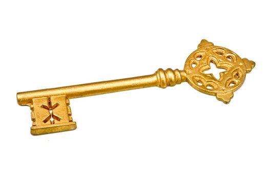 Golden key to success, isolated on the white background,