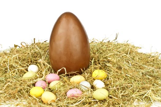 Chocolate egg in straw