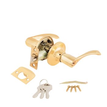 Door Knob assembly with bolts and keys on White Background