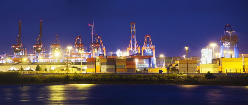 Container terminal in the harbor of Hamburg, Germany.